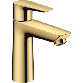 Mitigeur de lavabo avec tirette et vidage effet doré poli, Hansgrohe Talis E 110 EcoSmart