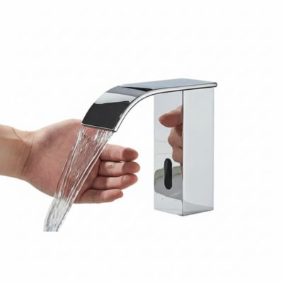 Mitigeur de lavabo bas sans contact infrarouge laiton chrome, monotrou, mélangeur intelligent eau chaude froide.