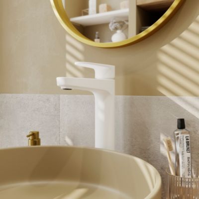 Mitigeur de lavabo blanc GoodHome Cavally XL