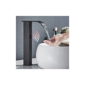 Mitigeur de lavabo à capteur noir infrarouge Automatique Mélangeur à induction Robinet de salle de bain Robinet de lavabo
