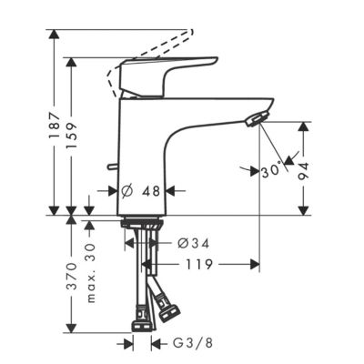 Mitigeur de lavabo chromé Hansgrohe Ecos L