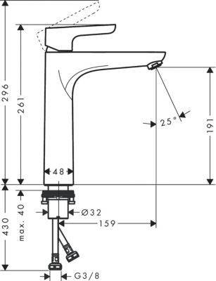 Mitigeur de lavabo chromé Hansgrohe Waterforms XL