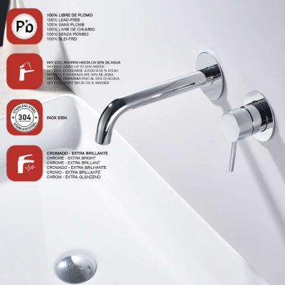 Mitigeur de lavabo encastré SKY BATH chromé Inox S304 série Cloud