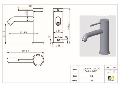 Mitigeur de lavabo EsseBagno en laiton cuivre brossé