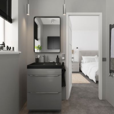 Mitigeur de lavabo H.17,4 cm, gun metal, GoodHome Kolima