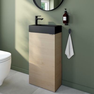 Mitigeur de lavabo Hansgrohe Rebris E 80 pour lave-mains sans tirette ni vidage noir mat