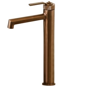 Mitigeur de lavabo haut cuivre brossé Essebagno Molette