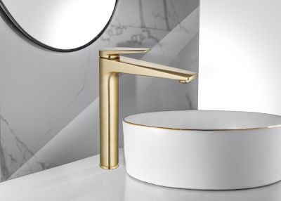 Mitigeur de lavabo haut laiton brossé Edouard Rousseau Gloss