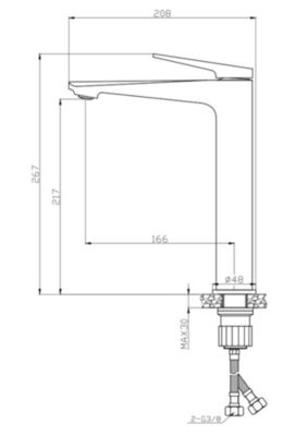 Mitigeur de lavabo haut laiton brossé Edouard Rousseau Gloss