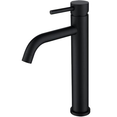 Mitigeur de lavabo haut, noir, monocommande, acier inoxydable, mixte froid/chaud