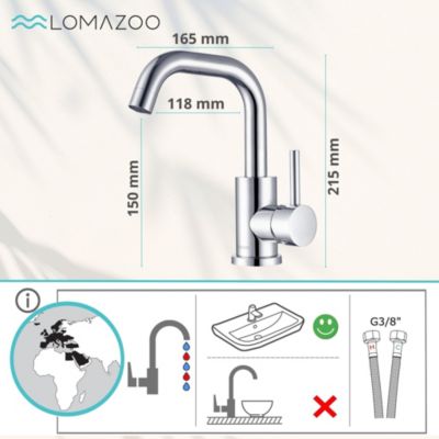 Mitigeur de lavabo LOMAZOO chromé Rosely