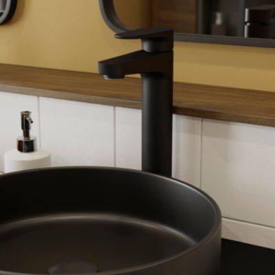 Mitigeur de lavabo noir GoodHome Cavally XL