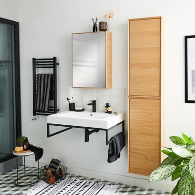 Mitigeur de lavabo noir taille M avec bonde clic-clac, GoodHome Cavally