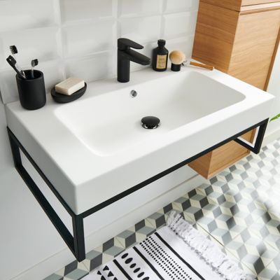 Mitigeur de lavabo noir taille M avec bonde clic-clac, GoodHome Cavally