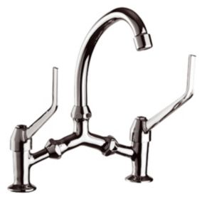 Mitigeur De Lavabo Sur Pied Chrome Deux Leviers Longs Facile A Utiliser
