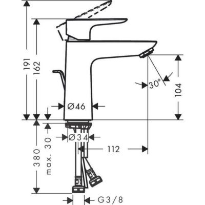 Mitigeur de Lavabo Talis E 110 - HANSGROHE - Démarrage en eau froide CoolStart - Noir mat