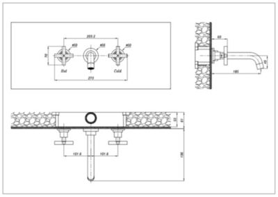 Mitigeur de lavabo Wall en or brossé