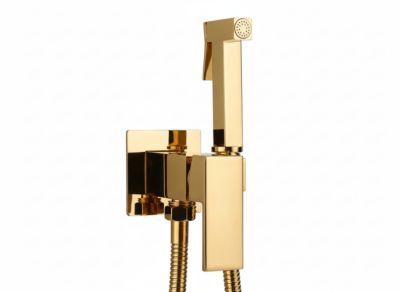 Mitigeur Doré Encastré pour WC - Douchette Ergonomique, Résistante à la Corrosion, Installation Murale Discrète en Laiton Massif