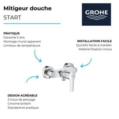 Mitigeur douche mécanique GROHE Quickfix Start 2021 + microfibre