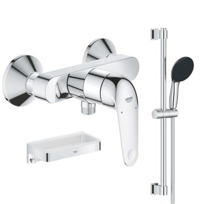 Mitigeur douche mécanique GROHE Swift 2023 + Ensemble de douche 2 jets avec barre + Panier douche