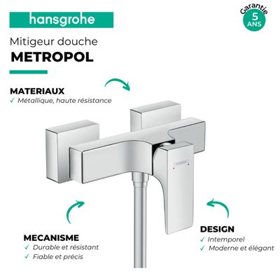Mitigeur douche mécanique HANSGROHE Metropol chromé