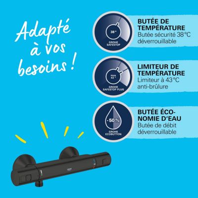 Mitigeur douche thermostatique GROHE Precision Start noir