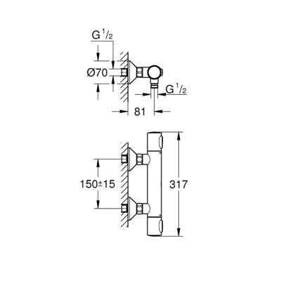 Mitigeur douche thermostatique GROHE Quickfix Precision Flow + nettoyant GrohClean