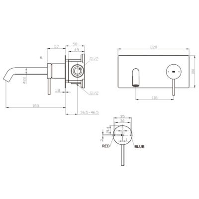 Mitigeur encastré lavabo cuivre brossé Essebagno Envol