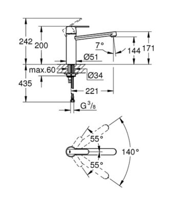 Mitigeur évier de cuisine medium chrome Grohe