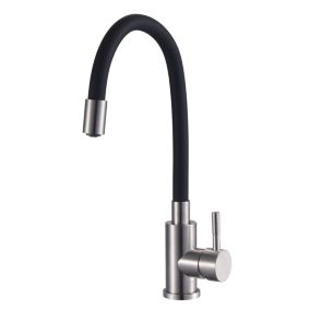 Mitigeur haut Ilo mémoire de forme Edouard Rousseau en métal noir / inox et silicone