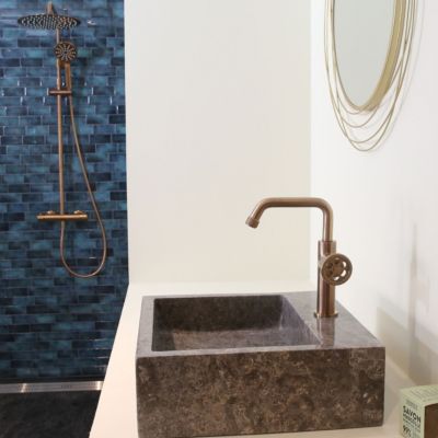 Mitigeur lavabo bas cuivre brossé Essebagno Indus