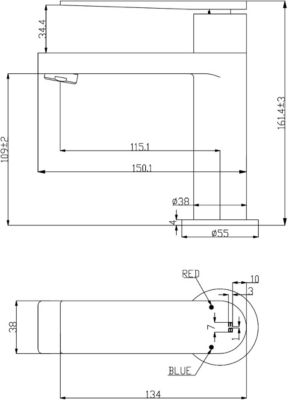 Mitigeur lavabo bas façon inox et or rose Essebagno Allure