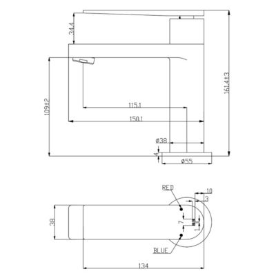 Mitigeur lavabo bas gris gun métal Essebagno Allure