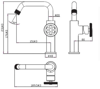 Mitigeur lavabo bas gris gun métal Essebagno Indus