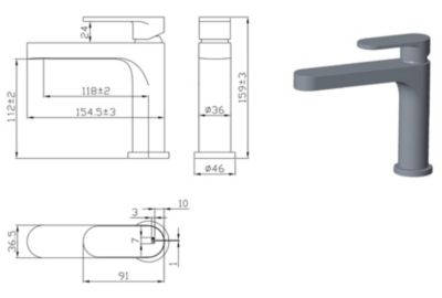 Mitigeur lavabo bas noir mat Essebagno Cortes