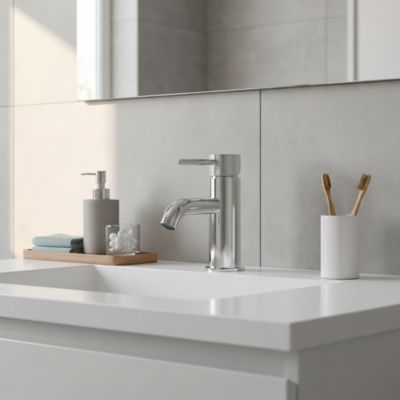 Mitigeur lavabo effet chrome taille M, GoodHome Owens