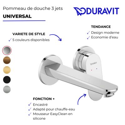Mitigeur lavabo encastré DURAVIT Wave inox brossé + corps encastré