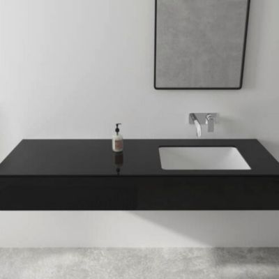 Mitigeur lavabo encastré mural Hansgrohe Vernis Shape, EcoSmart noir mat