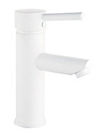 Mitigeur lavabo Essebagno Deco avec vidage en laiton coloris blanc modèle bas