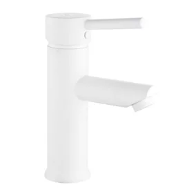 Mitigeur lavabo Essebagno Deco avec vidage en laiton coloris blanc modèle bas