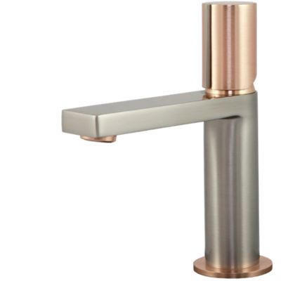 Mitigeur lavabo façon inox et or rose Essebagno Exil