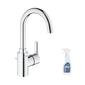 Mitigeur lavabo GROHE Quickfix Feel avec tirette et vidage taille L + nettoyant GrohClean