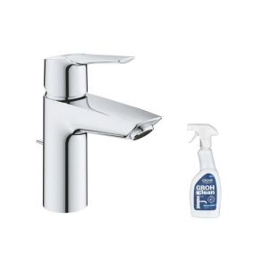 Mitigeur lavabo GROHE Quickfix Start 2021 avec tirette et vidage chromé taille S + nettoyant GrohClean