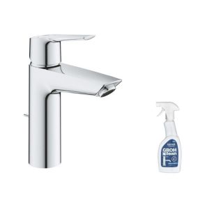 Mitigeur lavabo GROHE Quickfix Start 2021 avec tirette et vidage taille M + nettoyant GrohClean