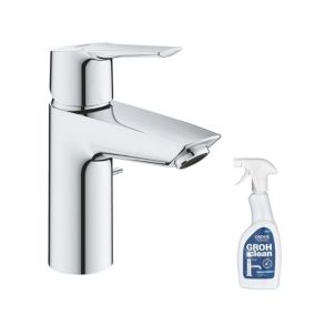 Mitigeur lavabo GROHE Quickfix Start 2021 avec tirette et vidage taille S + nettoyant GrohClean