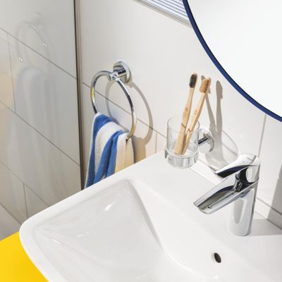 Mitigeur lavabo GROHE Quickfix Start 2021 avec vidage Push-Open chromé + microfibre