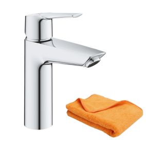 Mitigeur lavabo GROHE Quickfix Start 2021 avec vidage Push-Open taille M chromé + microfibre