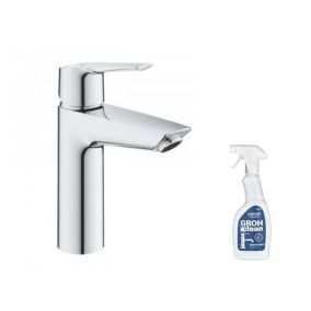 Mitigeur lavabo GROHE Quickfix Start 2021 avec vidage Push-Open taille M chromé + nettoyant GrohClean