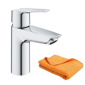 Mitigeur lavabo GROHE Quickfix Start 2021 avec vidage Push-Open taille S chromé + microfibre