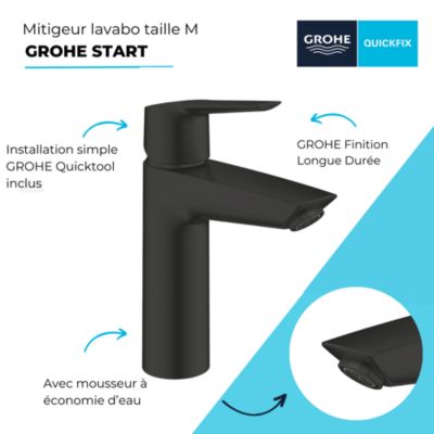 Mitigeur lavabo GROHE Start noir M + microfibre